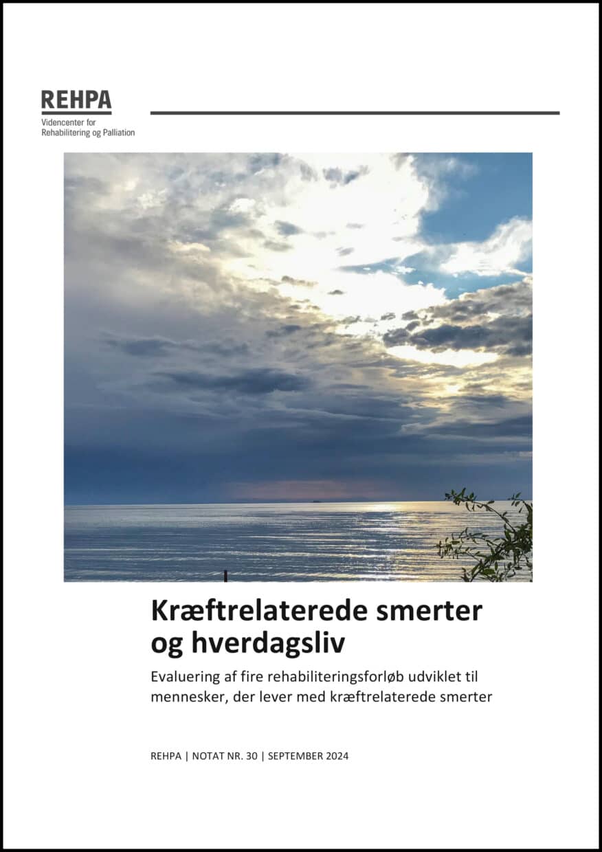 Forside af REHPA-notatet 'Kræftrelaterede smerter og hverdagsliv' fra september 2024.